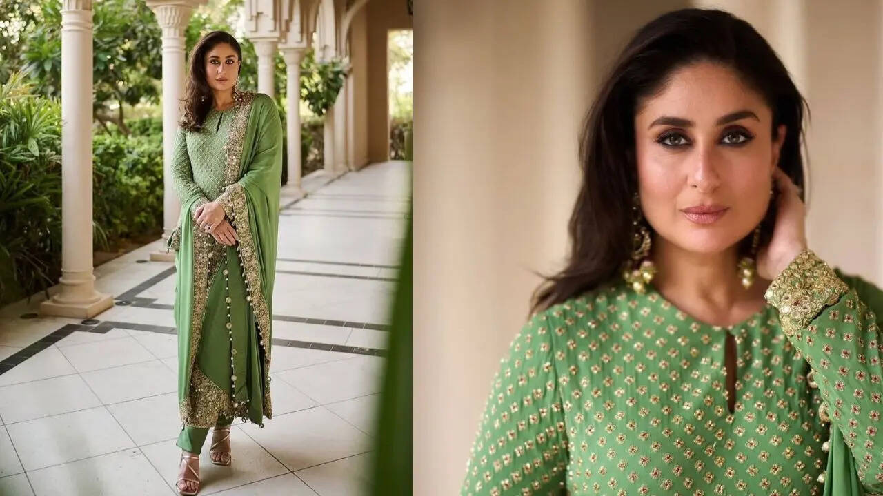 Kareena Kapoor's Sage Green Suit. (Image: Pinterest)