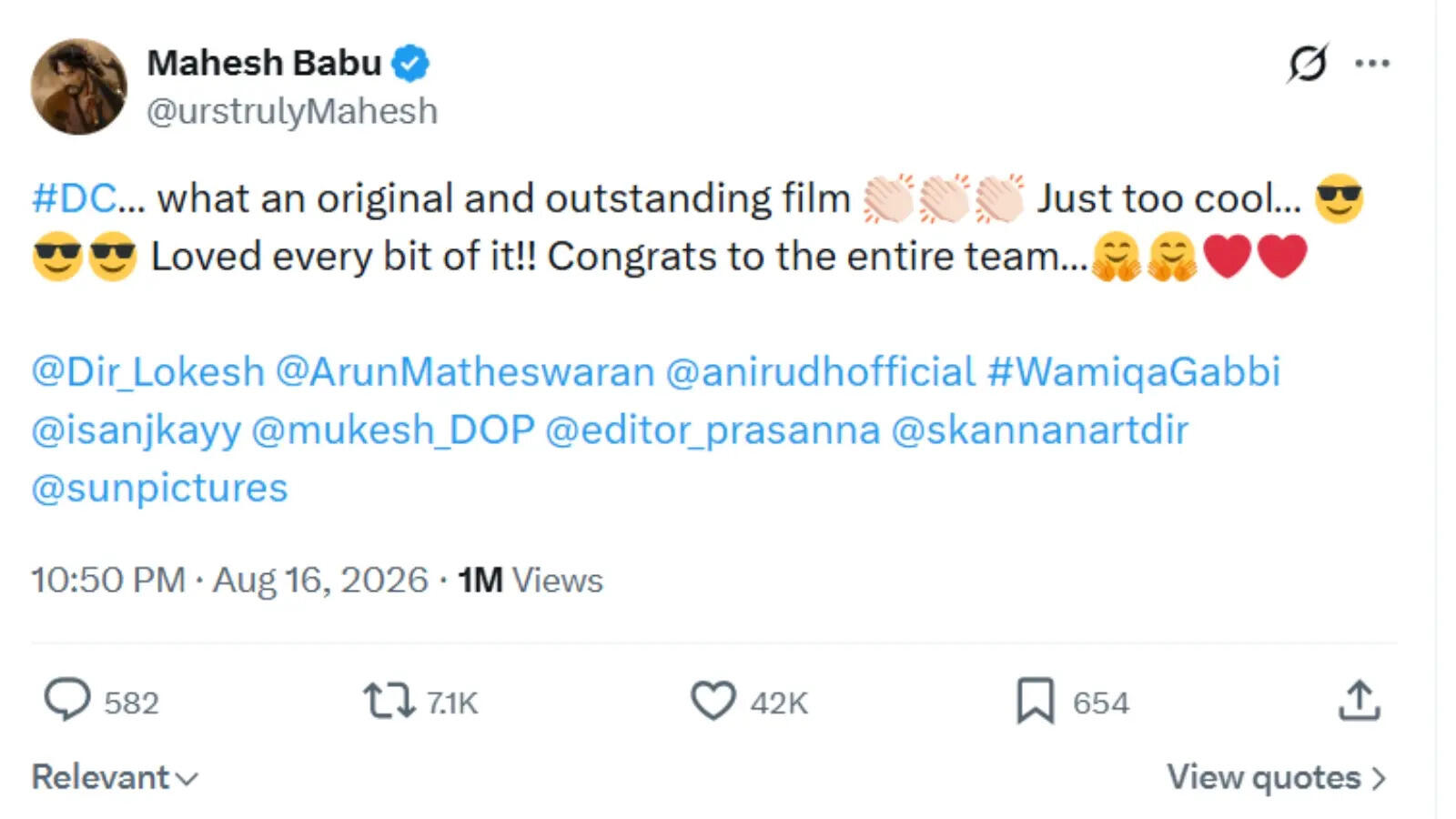 Mahesh Babu Reviews DC