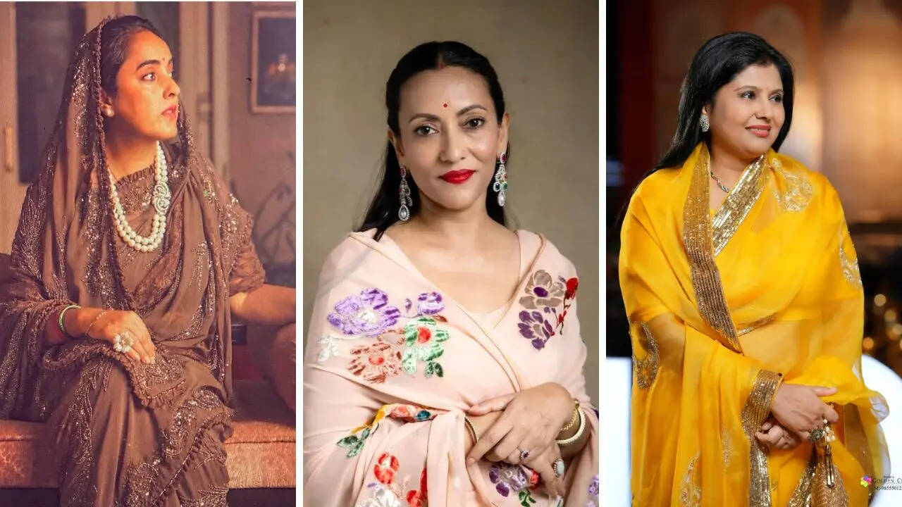 (L-R) Maharani Rashmi Rajyalaxmi Bhanj Deo of Mayurbhanj, Maharani Mandakini Kumari of Santrampur, and Maharani Shailja Katoch of Kangra.