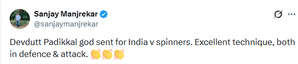 Sanjay Manjrekar praised Devdutt Padikkal.