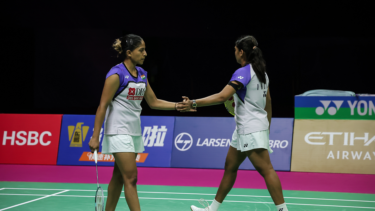 Treesa Jolly and Gayatri Gopichand in action. Photo: BAI